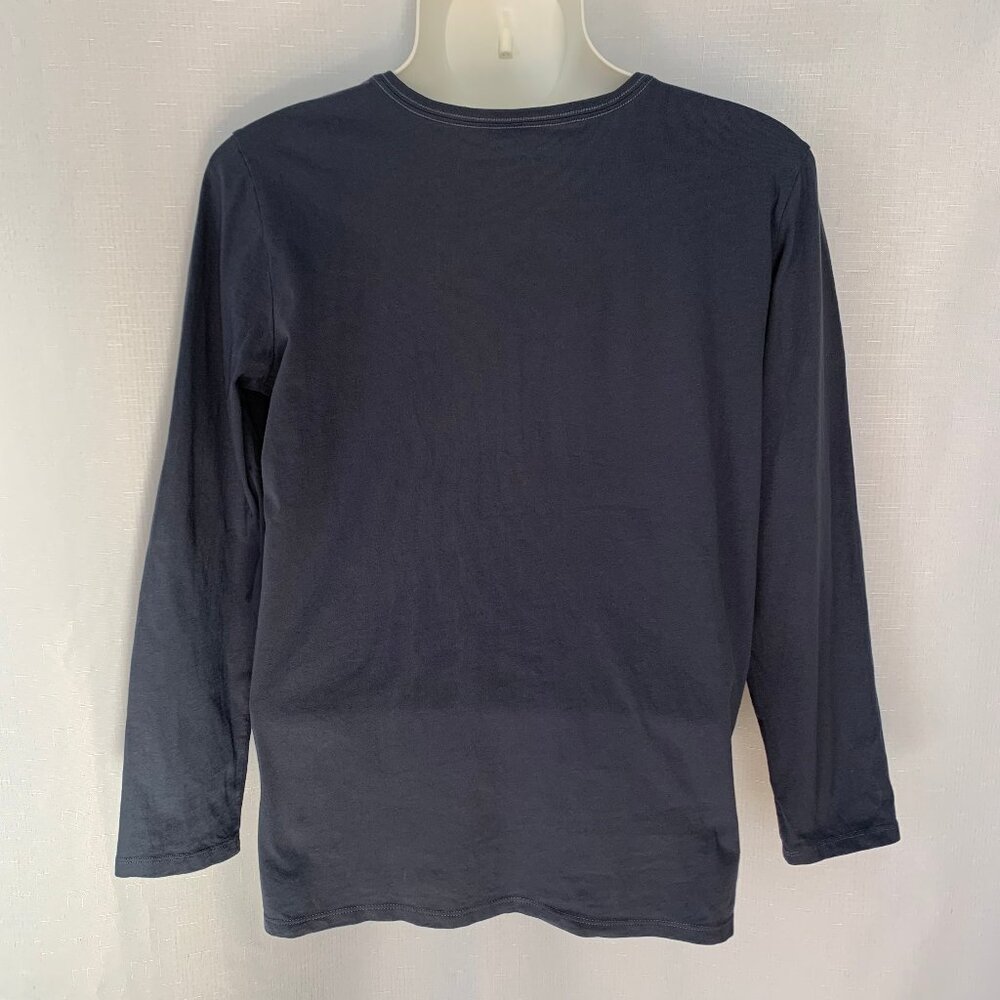 LIFE IS GOOD Womens Mosaic Cat V Neck Long Sleeve Crusher Tee - Picture 2 of 4